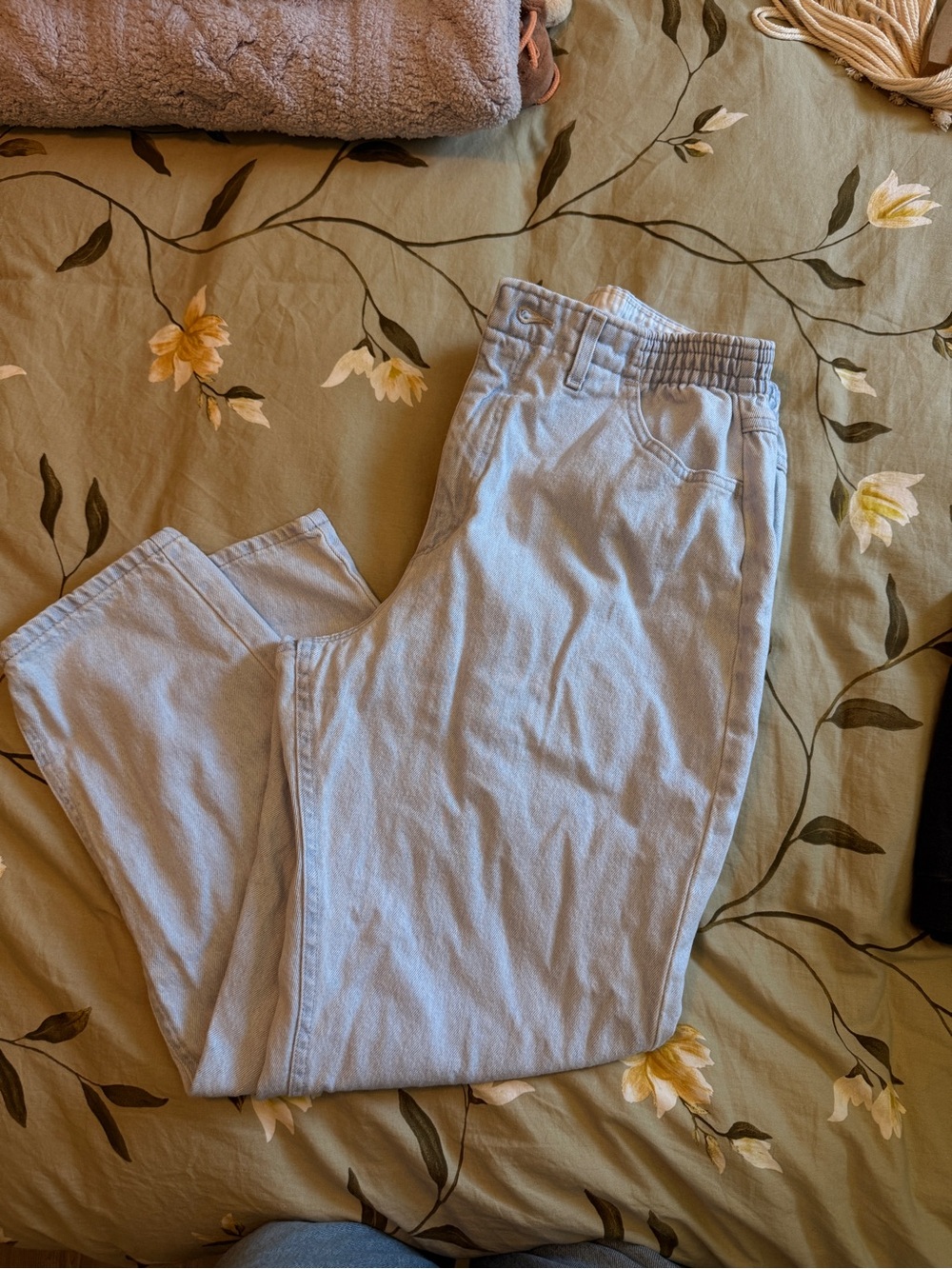 Vintage Lee Light Blue Denim Jeans with Brown Leather Patch